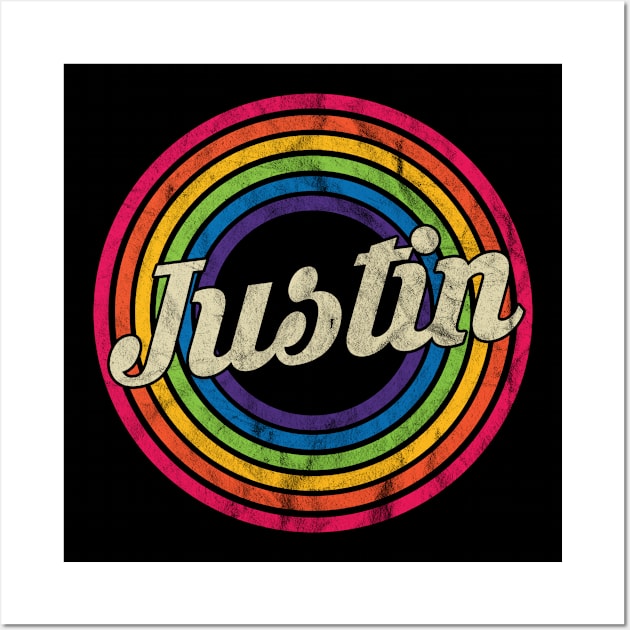 Justin - Retro Rainbow Faded-Style Wall Art by MaydenArt